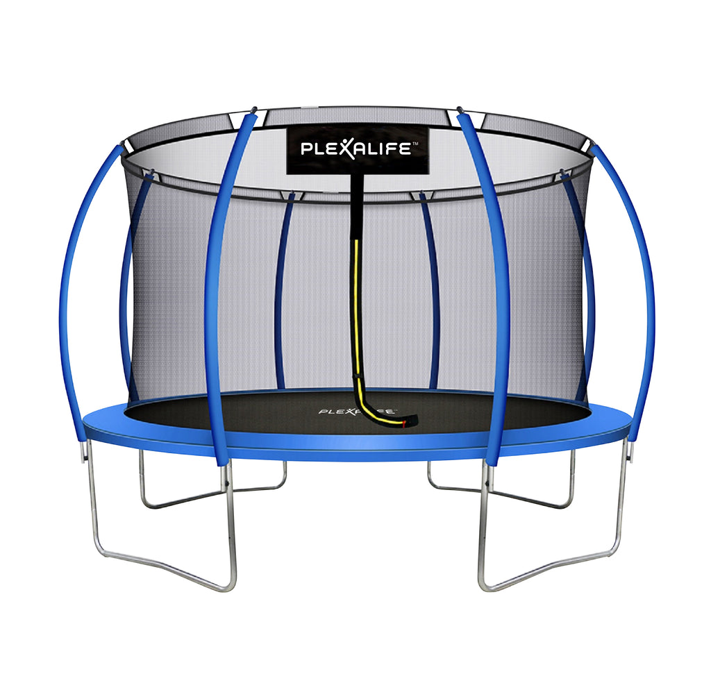 Plexalife Pumpkin-Shaped Outdoor Trampoline Set with Premium Top-Ring Frame Safety Enclosure, 12 FT