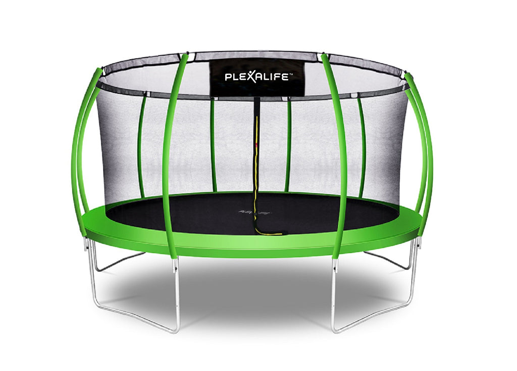 Plexalife Pumpkin-Shaped Outdoor Trampoline Set with Premium Top-Ring Frame Safety Enclosure, 15 FT
