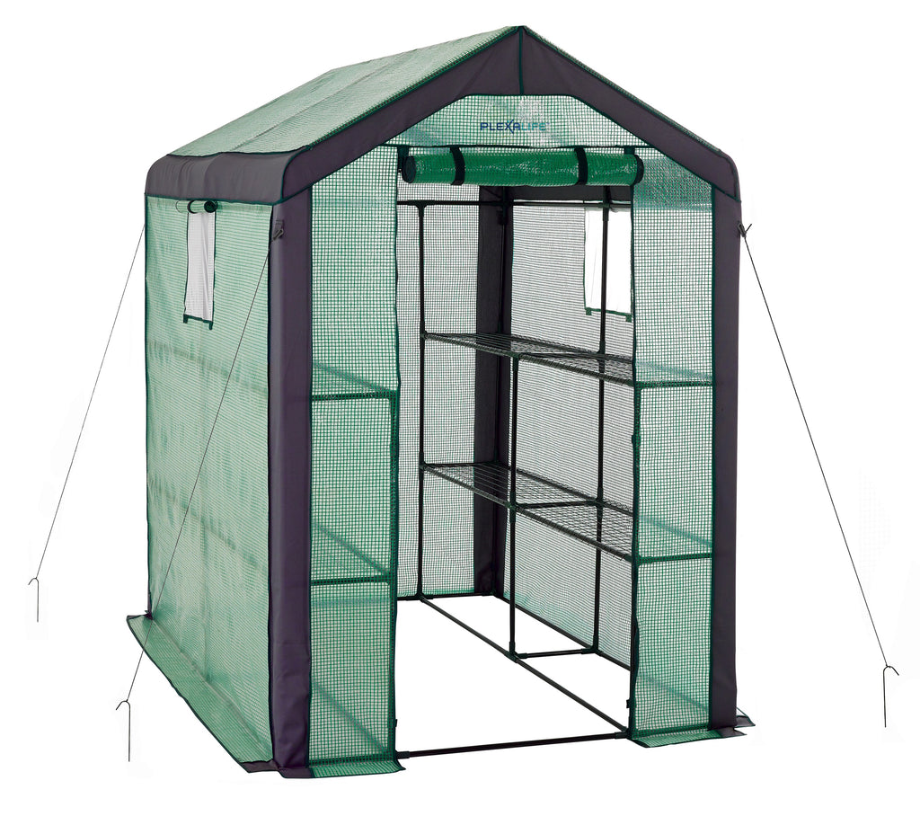 Plexalife Large Heavy Duty WALK-IN 2 Tier 8 Shelf Portable Lawn and Garden Greenhouse