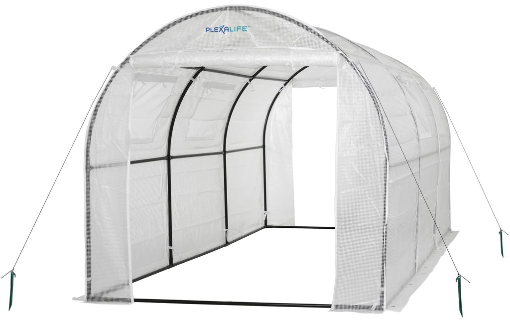 Plexalife Deluxe Walk-In Tunnel Greenhouse with White Cover