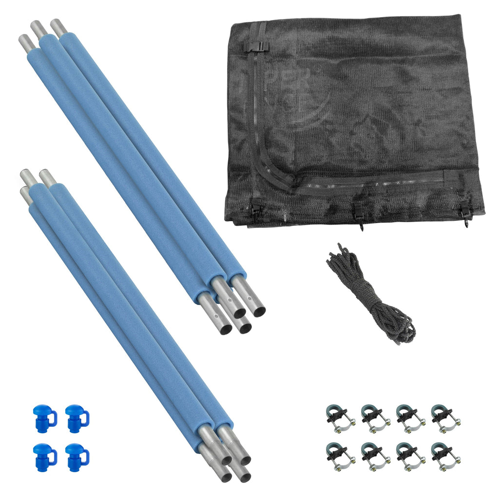 Plexalife Trampoline Safety Enclosure Set including Trampoline Net, 4 Trampoline Poles (with 4 pole caps) Trampoline Pole Foam Sleeves - Fits 14ft Round Trampoline Frame - Installs Inside the Frame