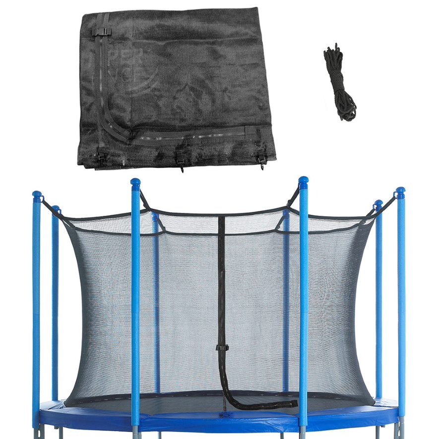 Plexalife Trampoline Safety Enclosure Net, Fits 10 FT Round Frame, Using 8 Poles (or 4 Arches) - Adjustable Straps- Net Only
