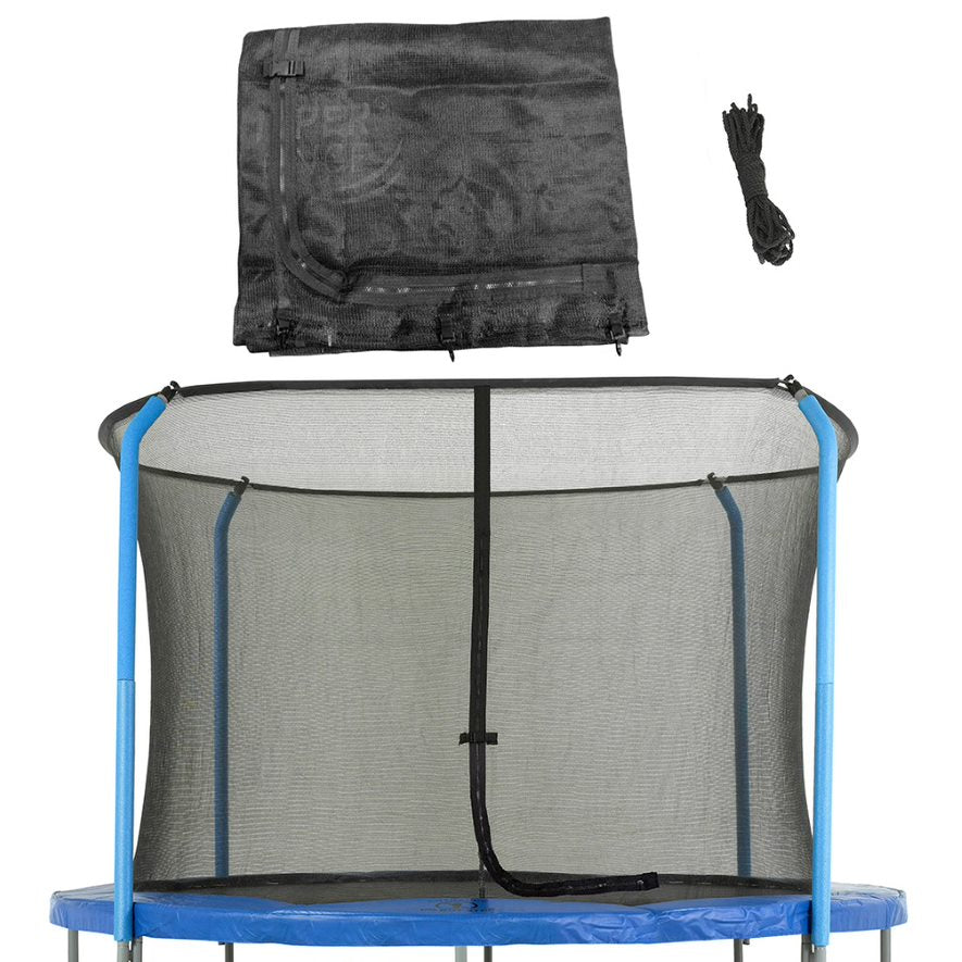 Plexalife Trampoline Net - Trampoline Safety Net Fits 10 ft Round Trampolines using 4 Curved Poles - Breathable UV and Weather-Resistant Trampoline Net Replacement for Top Ring Frame - Black