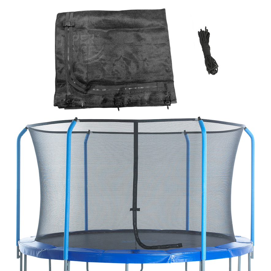 Plexalife Trampoline Net - Trampoline Safety Net Fits 10 ft Round Trampolines using 6 Curved Poles - Breathable UV and Weather-Resistant Trampoline Net Replacement for Top Ring Frame - Black