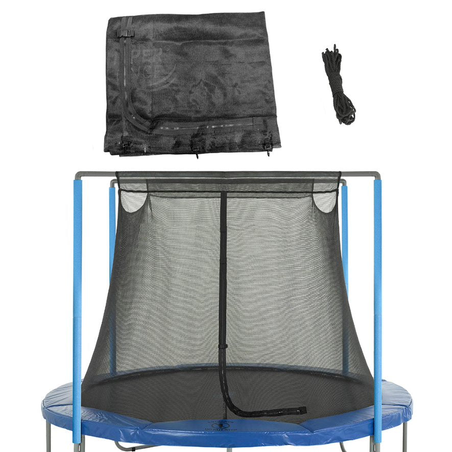Plexalife Trampoline Net - Trampoline Safety Net Fits 12 ft Round Trampolines using 2 Arches - Breathable UV and Weather-Resistant Trampoline Net Replacement with Top Sleeves