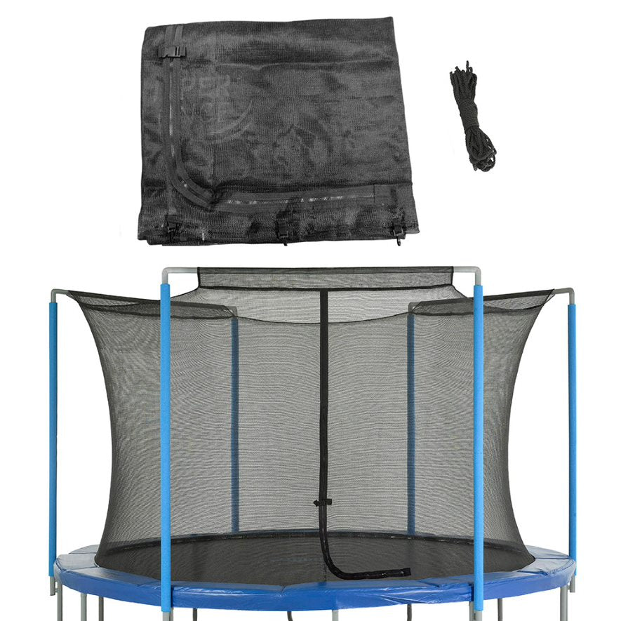 Plexalife Trampoline Net - Trampoline Safety Net Fits 12 ft Round Trampolines using 3 Arches - Breathable UV and Weather-Resistant Trampoline Net Replacement with Top Sleeves