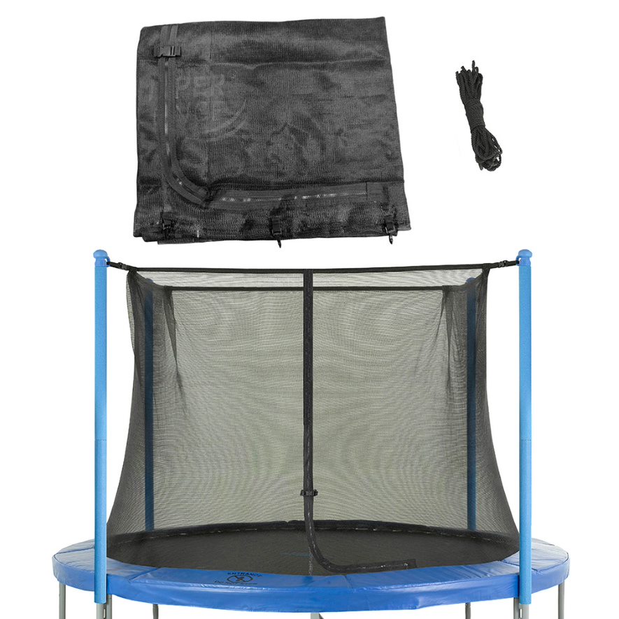 Plexalife Trampoline Safety Enclosure Net, Fits 10 FT Round Frame, Using 4 Poles (or 2 Arches) - Adjustable Straps- Net Only