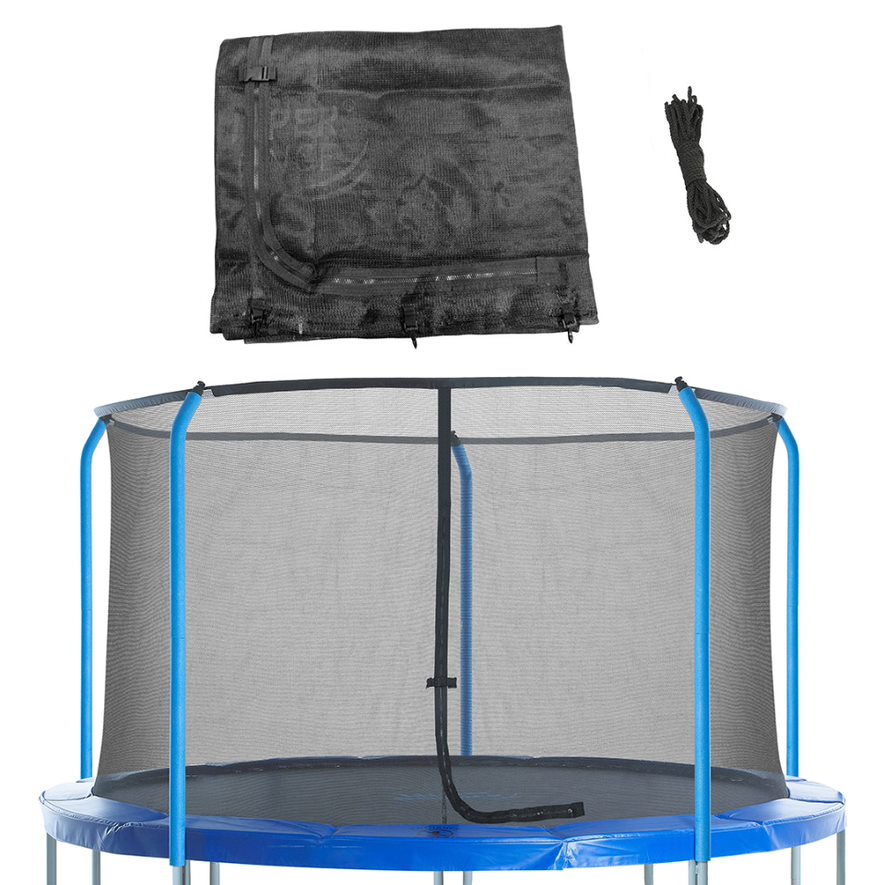 Plexalife Trampoline Net - Trampoline Safety Net Fits 15 ft Round Trampolines using 5 Curved Poles - Breathable UV and Weather-Resistant Trampoline Net Replacement for Top Ring Frame - Black