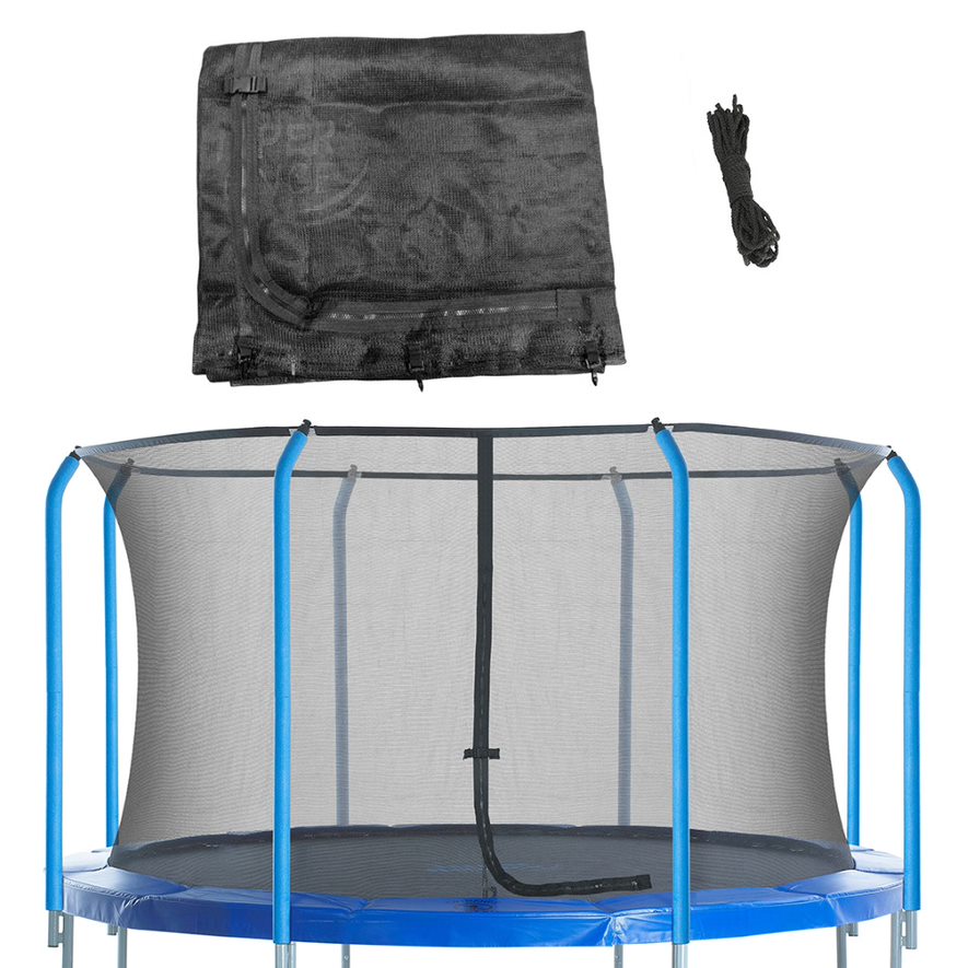 Plexalife Trampoline Net - Trampoline Safety Net Fits 15 ft Round Trampolines using 8 Curved Poles - Breathable UV and Weather-Resistant Trampoline Net Replacement for Top Ring Frame - Black