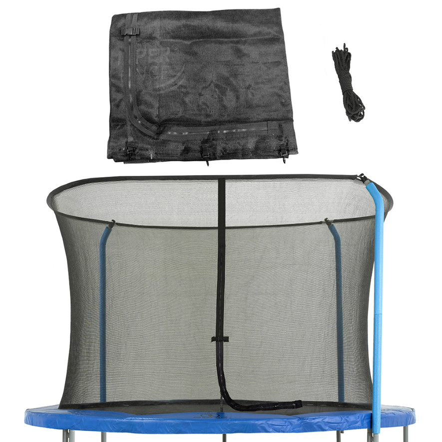 Plexalife Trampoline Net - Trampoline Safety Net Fits 8 ft Round Trampolines using 3 Curved Poles - Breathable UV and Weather-Resistant Trampoline Net Replacement for Top Ring Frame - Black