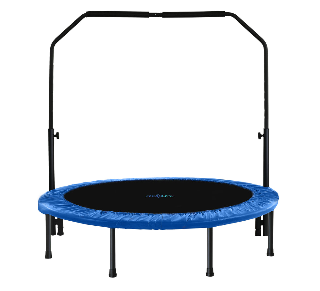 Plexalife Mini Trampoline with Adjustable Handbar –  Round Foldable Rebounder Fitness Trampoline for Kids & Adults