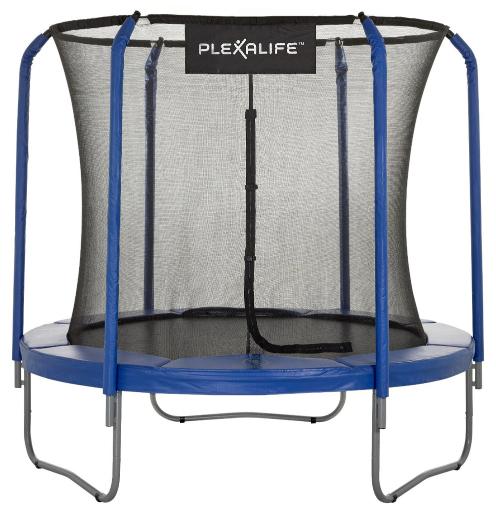 Plexalife 8 FT Round Trampoline Set with Premium Top-Ring Flex Frame Safety Enclosure System