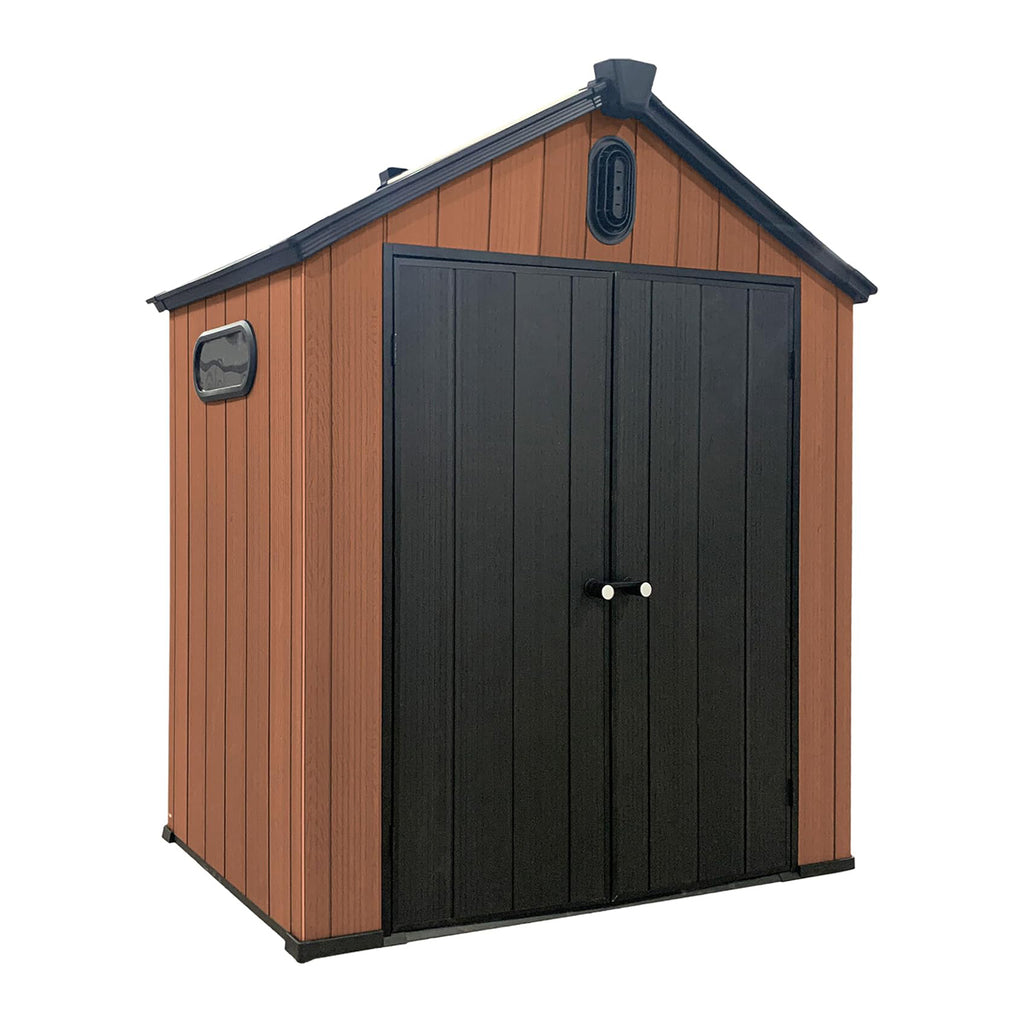 Plexalife Heavy-Duty Outdoor Resin Storage Shed with Custom-Fit Solar Light Included Windows & Double Doors, Weatherproof & UV-Resistant Garden and Tool Shed with Metal Reinforcement & Ventilation - by a Trusted USA Brand.